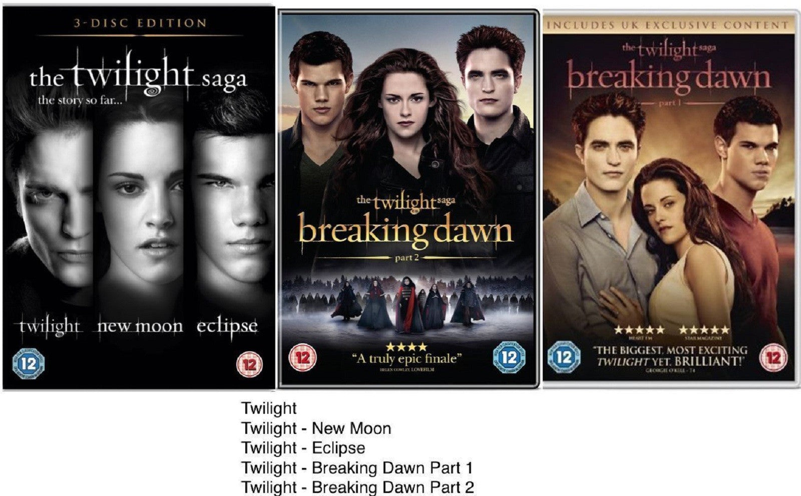 Twilight Saga 1-5 Complete Movie Film Collection DVD Cover
